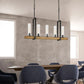 Cal Lighting Vienna 5-Light Pine Wood Island Chandelier in Iron and Light Oak