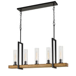 Cal Lighting Vienna 5-Light Pine Wood Island Chandelier in Iron and Light Oak