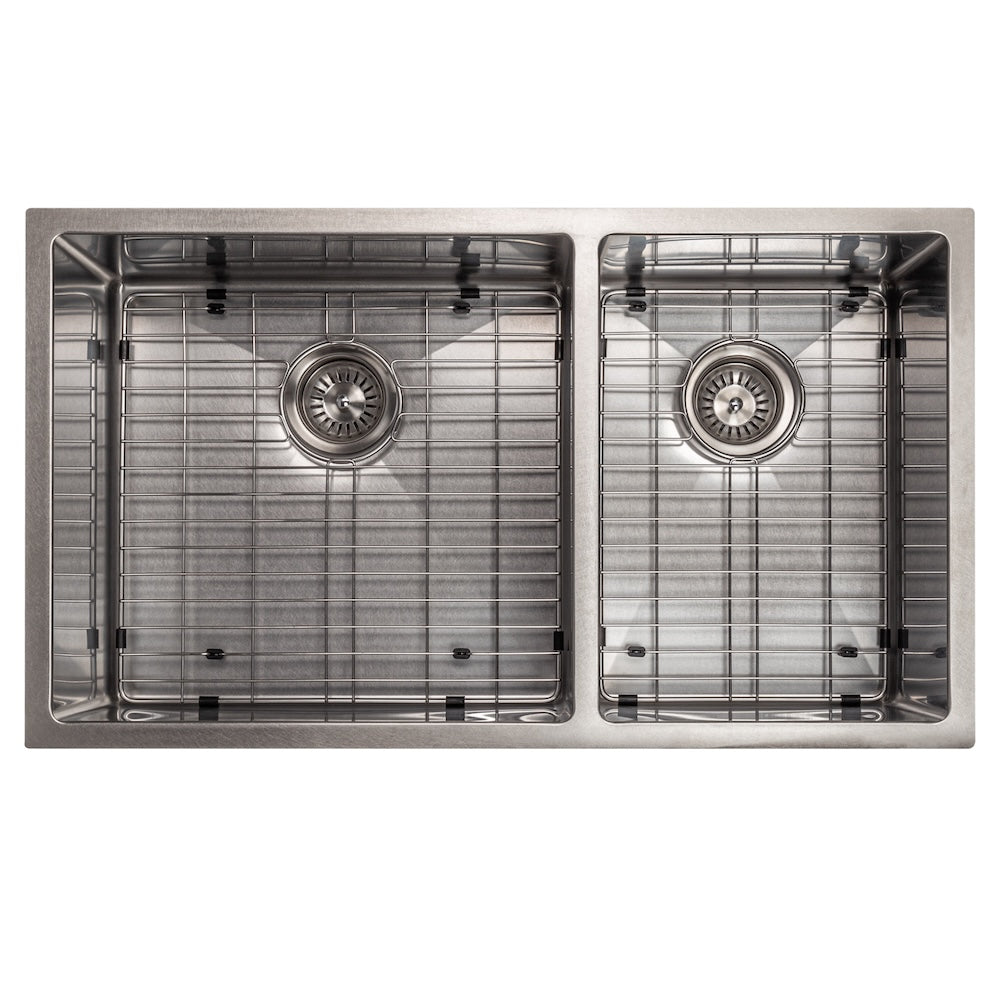 ZLINE 33 in. Chamonix Undermount Double Bowl Kitchen Sink with Bottom Grid (SR60D-33) 