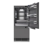 ZLINE 36 in. 19.8 cu. ft. Panel Ready Built-In Bottom Freezer Refrigerator with Water Dispenser and Ice Maker with Graphite Gray Interior, Open Box-Good Condition