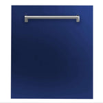 ZLINE 24 in. Blue Gloss Top Control Built-In Dishwasher with Stainless Steel Tub and Traditional Style Handle, 52dBa (DW-BG-24) 