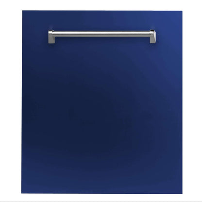 ZLINE 24 in. Blue Gloss Top Control Built-In Dishwasher with Stainless Steel Tub and Traditional Style Handle, 52dBa (DW-BG-24) 