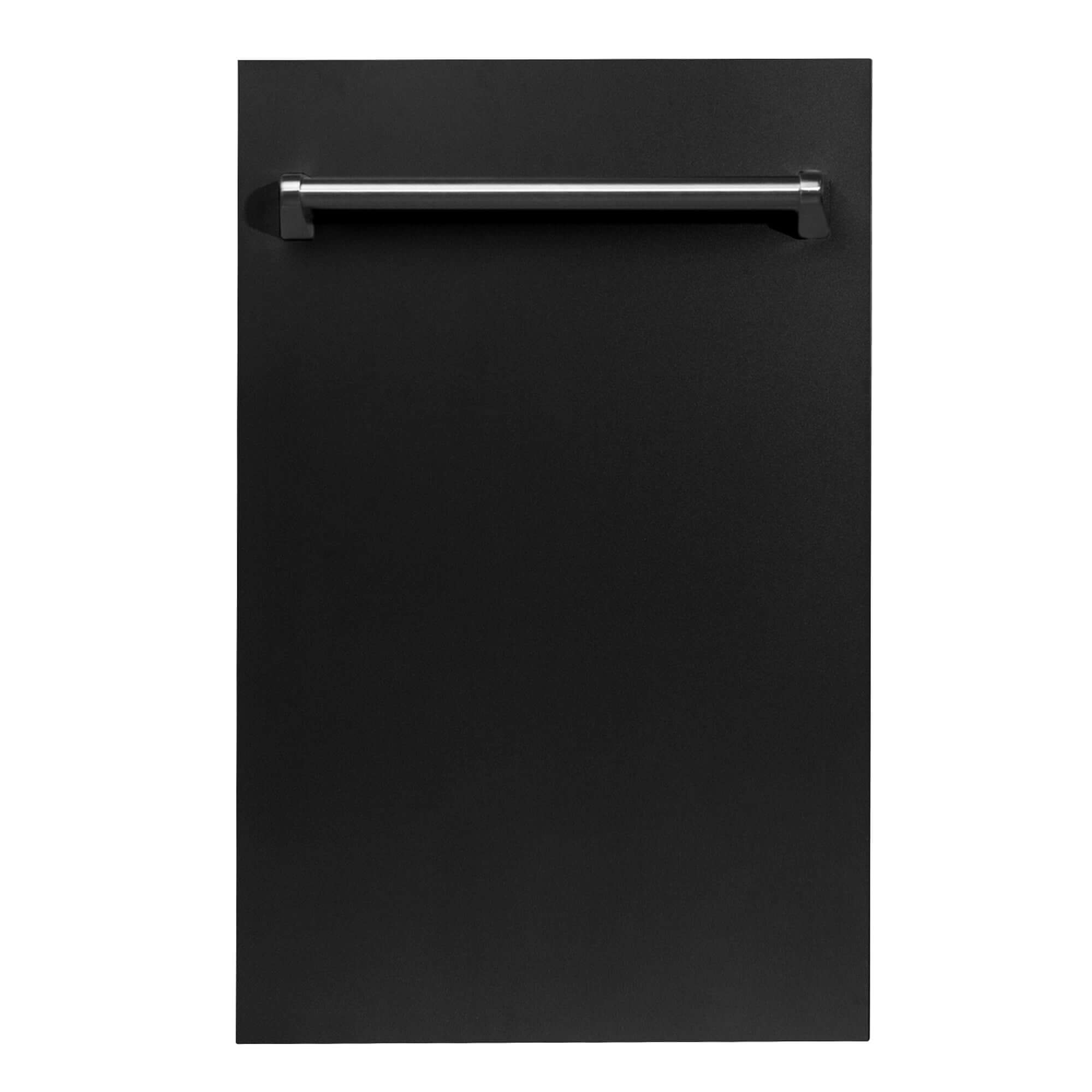 ZLINE 18 in. Compact Black Matte Top Control Built-In Dishwasher with Stainless Steel Tub and Traditional Style Handle, 52dBa (DW-BLM-18)