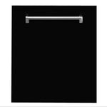 ZLINE 24 in. Black Matte Top Control Built-In Dishwasher with Stainless Steel Tub and Traditional Style Handle, 52dBa (DW-BLM-24) 