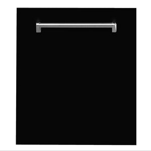 ZLINE 24 in. Black Matte Top Control Built-In Dishwasher with Stainless Steel Tub and Traditional Style Handle, 52dBa (DW-BLM-24) main image.
