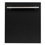 ZLINE 24 in. Black Matte Top Control Built-In Dishwasher with Stainless Steel Tub and Modern Style Handle, 52dBa (DW-BLM-H-24) 