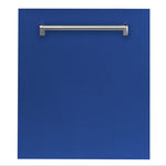ZLINE 24 in. Blue Matte Top Control Built-In Dishwasher with Stainless Steel Tub and Traditional Style Handle, 52dBa (DW-BM-24) 