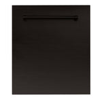 ZLINE 24 in. Oil-Rubbed Bronze Top Control Built-In Dishwasher with Stainless Steel Tub and Traditional Style Handle, 52dBa (DW-ORB-H-24) 