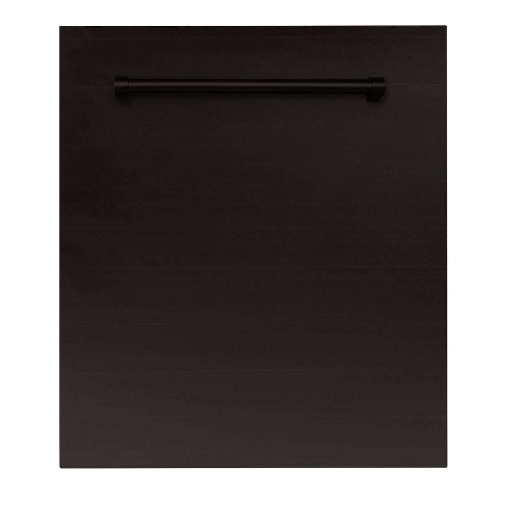 ZLINE 24 in. Oil-Rubbed Bronze Top Control Built-In Dishwasher with Stainless Steel Tub and Traditional Style Handle, 52dBa (DW-ORB-H-24) 