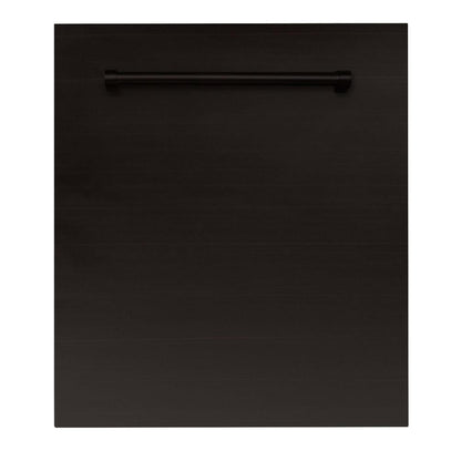 ZLINE 24 in. Oil-Rubbed Bronze Top Control Built-In Dishwasher with Stainless Steel Tub and Traditional Style Handle, 52dBa (DW-ORB-H-24) 