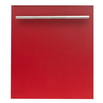ZLINE 24 in. Red Matte Top Control Built-In Dishwasher with Stainless Steel Tub and Modern Style Handle, 52dBa (DW-RM-H-24) 