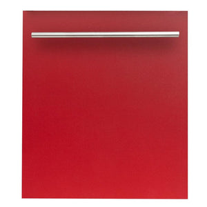 ZLINE 24 in. Red Matte Top Control Built-In Dishwasher with Stainless Steel Tub and Modern Style Handle, 52dBa (DW-RM-H-24) main image.