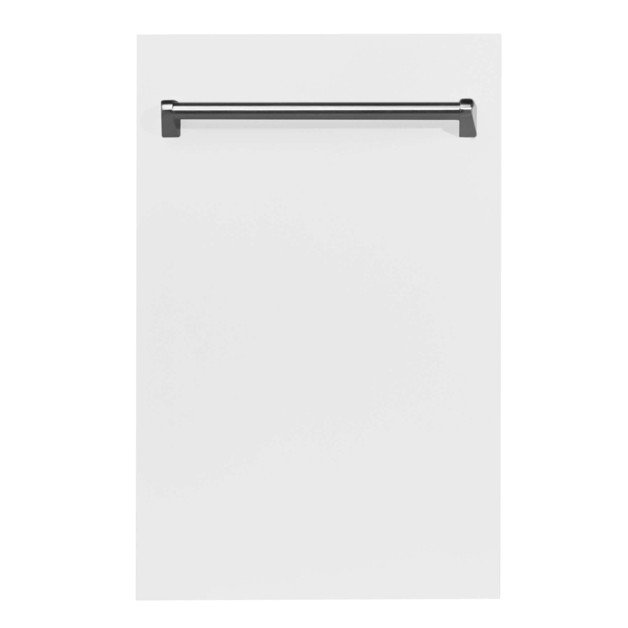 ZLINE 18 in. Compact White Matte Top Control Built-In Dishwasher with Stainless Steel Tub and Traditional Style Handle, 52dBa (DW-WM-18)