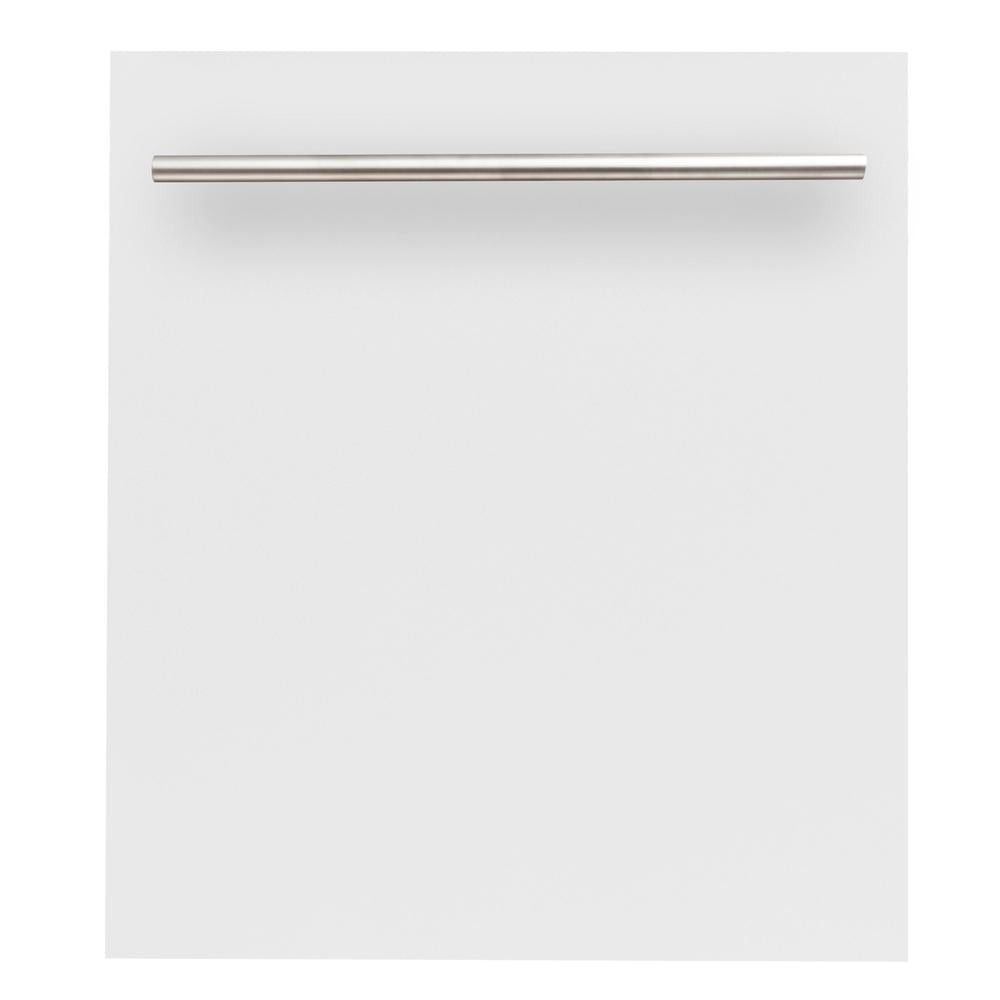 ZLINE 24 in. White Matte Top Control Built-In Dishwasher with Stainless Steel Tub and Modern Style Handle, 52dBa (DW-WM-H-24) main image.