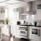 ZLINE 36 in. 4.6 cu. ft. Legacy Dual Fuel Range with Gas Cooktop and Electric Convection Oven in Stainless Steel with 6 Brass Burners (RA-BR-36) in a luxury kitchen with matching appliances.