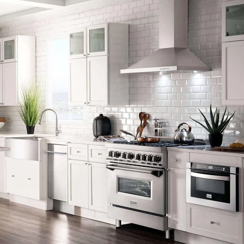 ZLINE 36 in. Recirculating Wall Mount Range Hood with Charcoal Filters in Stainless Steel (KB-CF-36) 