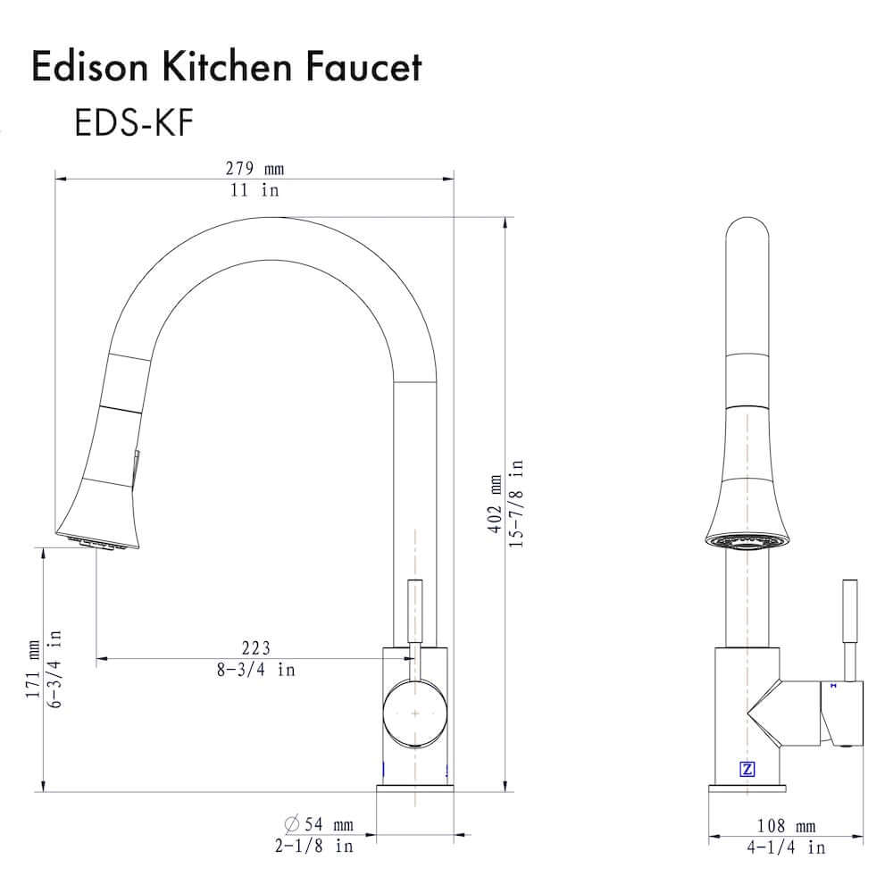 ZLINE Edison Kitchen Faucet in Brushed Nickel (EDS-KF-BN)
