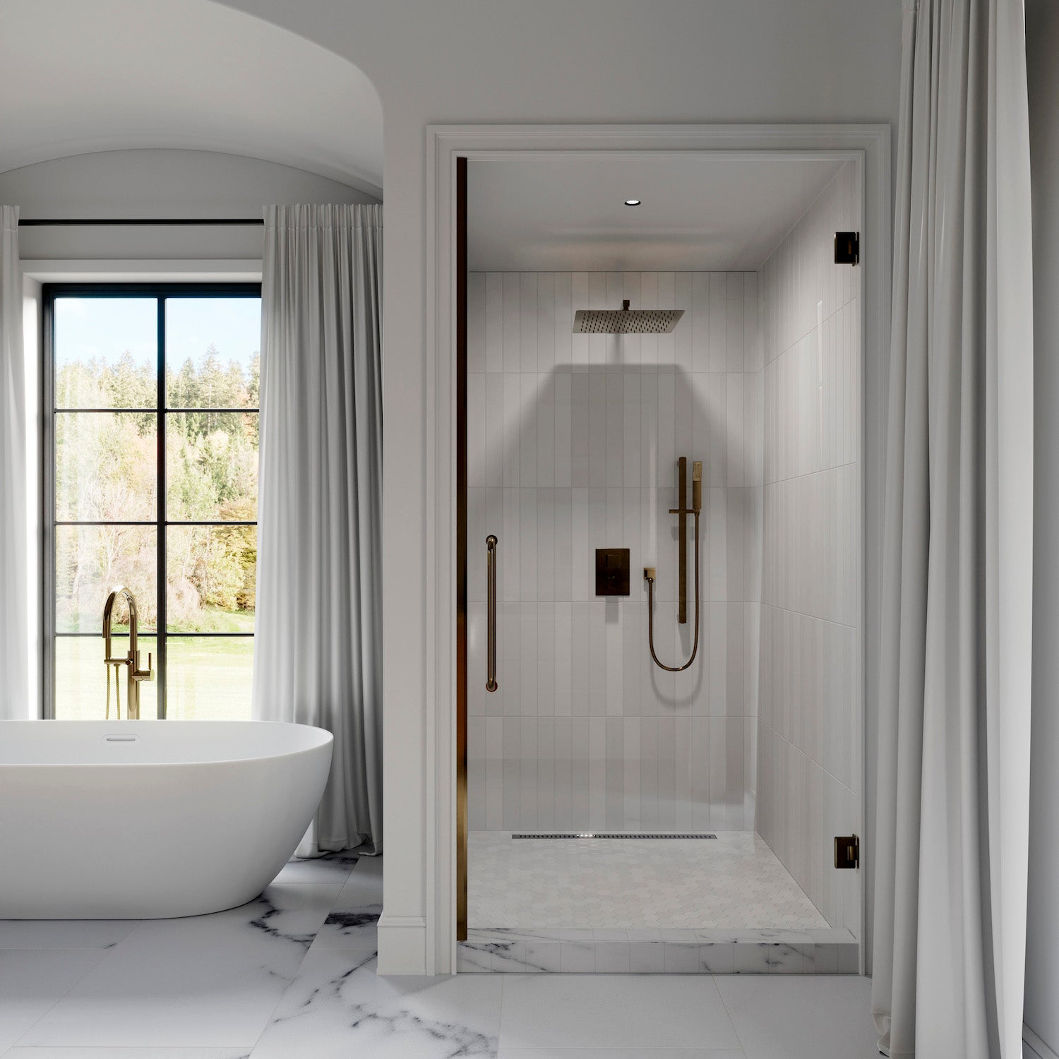 ZLINE Crystal Bay Thermostatic Shower System in a luxury bathroom