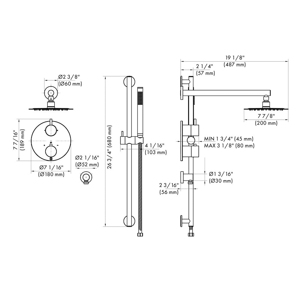 ZLINE Emerald Bay Thermostatic Shower System (EMBY-SHS-T2)