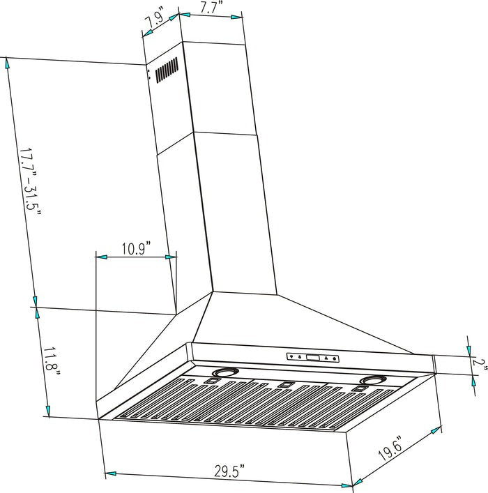 Empava 30 in. Wall Mount Range Hood in Stainless Steel (30RH03)