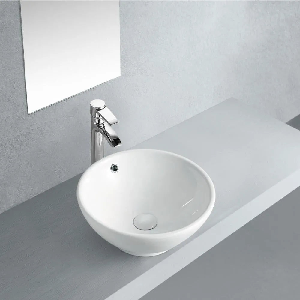 Kingston Brass 15 in. Perfection Round Vessel Sink in White (EV4129) 