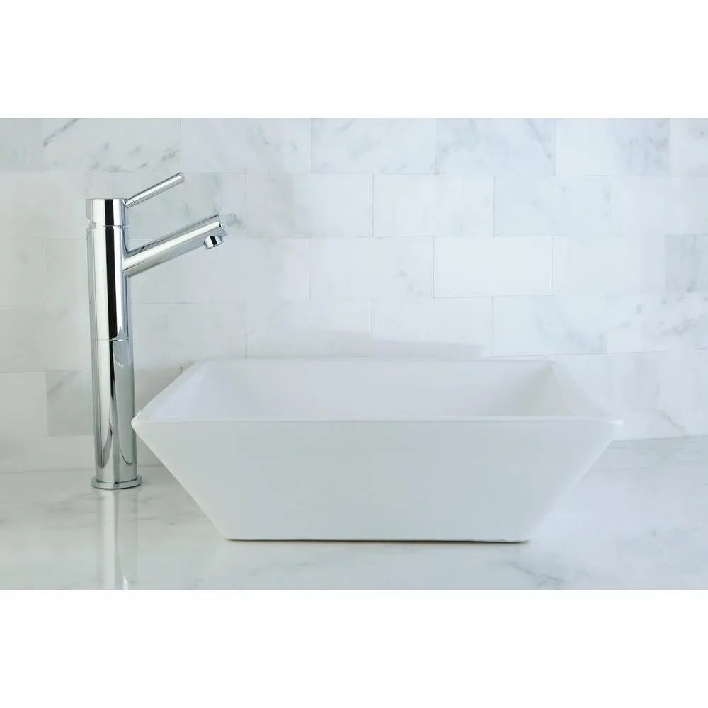 Kingston Brass 16 in. Artisan Ceramic Square Vessel Sink in White (EV4256) 
