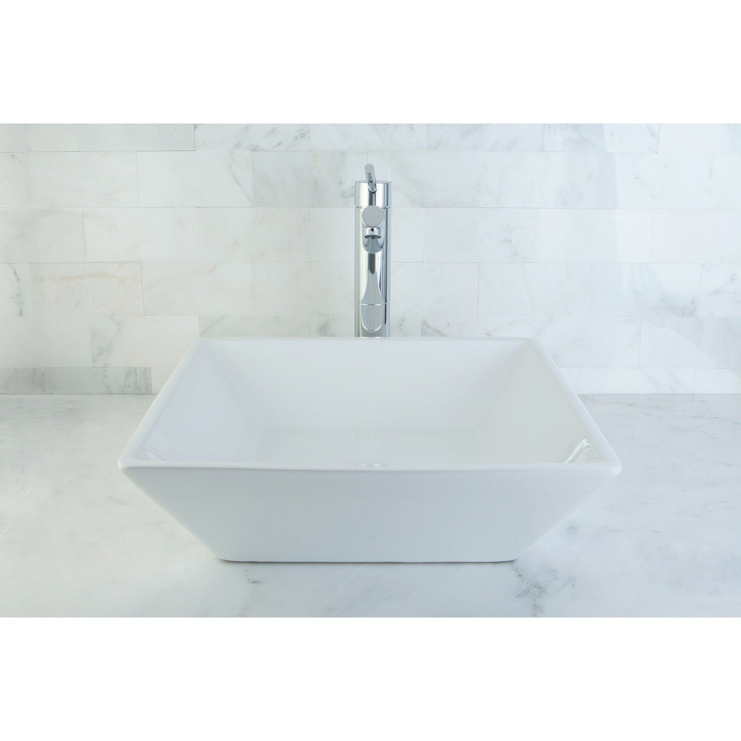 Kingston Brass 16 in. Artisan Ceramic Square Vessel Sink, White (EV4256)