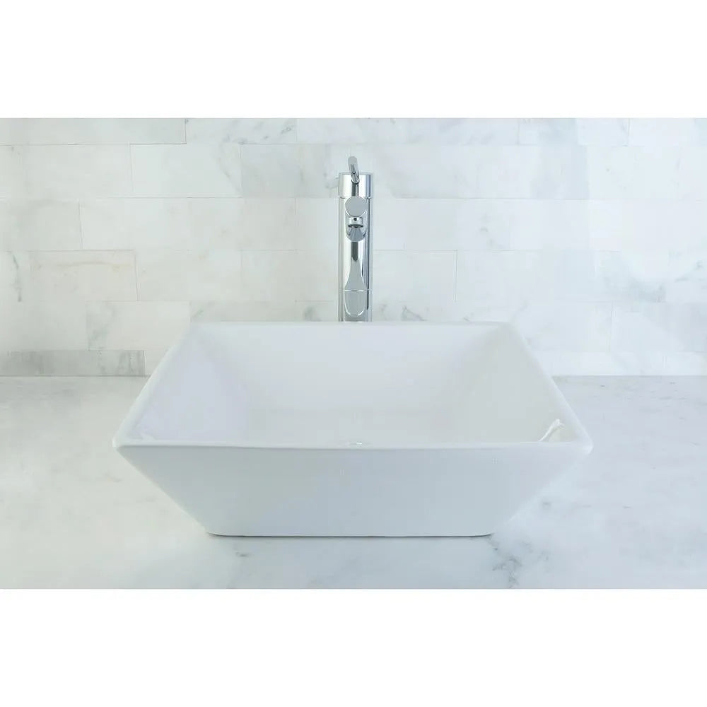 Kingston Brass 16 in. Artisan Ceramic Square Vessel Sink in White (EV4256) 