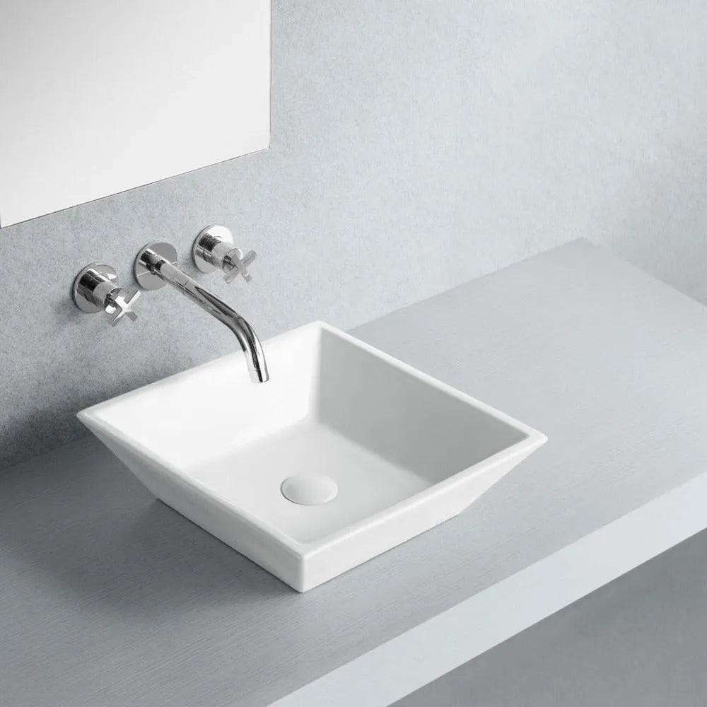 Kingston Brass 16 in. Artisan Ceramic Square Vessel Sink in White (EV4256) 