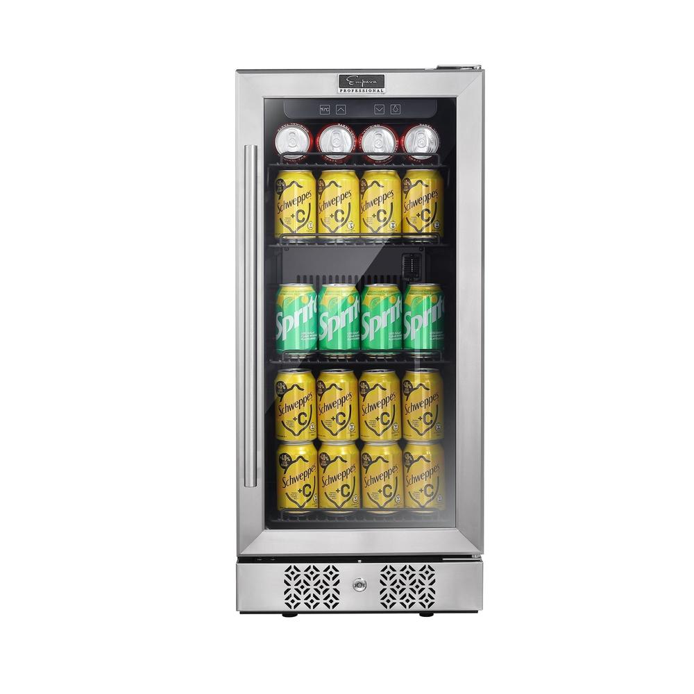 Empava 15 in. 84-Can Beverage Fridge in Stainless Steel (BR01S) main image.