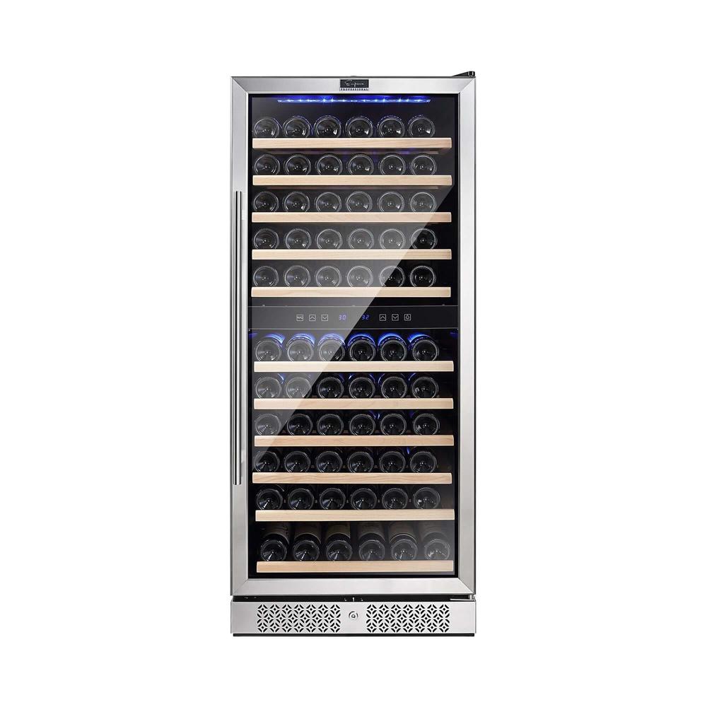 Empava 24 in. 116 Bottle Dual Zone Wine Cooler in Stainless Steel (WC06D) main image.