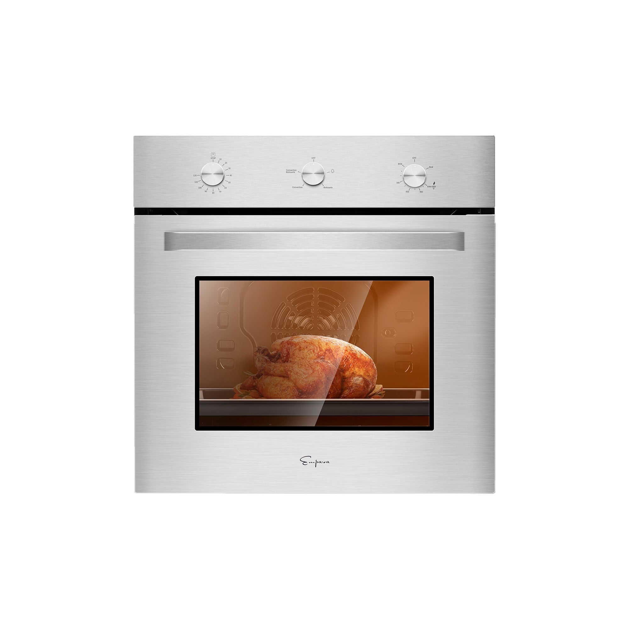 Empava 24 in. Single Natural Gas Wall Oven in Stainless Steel (24WO08) 