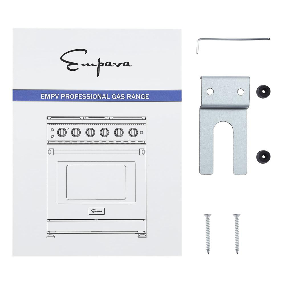 Empava 30 In. Pro-Style Freestanding Gas on Gas Range in Stainless Steel (30GR10) 