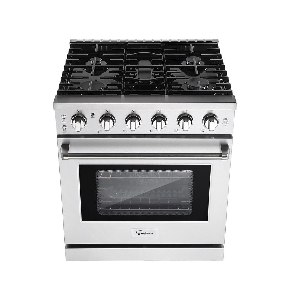 Empava 30 In. Pro-Style Freestanding Gas on Gas Range in Stainless Steel (30GR10) 