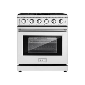 Empava 30 in. Pro-Style Freestanding Gas on Gas Range in Stainless Steel (30GR10) main image.