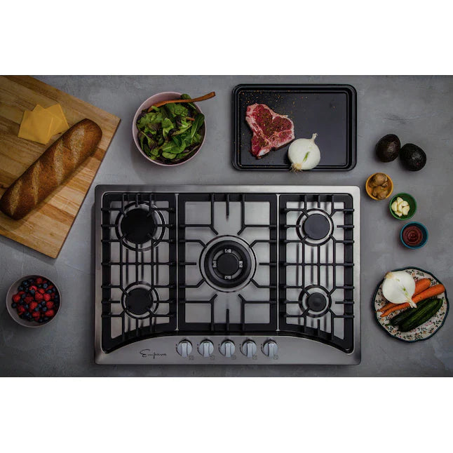 Empava 30 in. 5 Burner Built-in Gas Cooktop in Stainless Steel (30GC5B70C) 