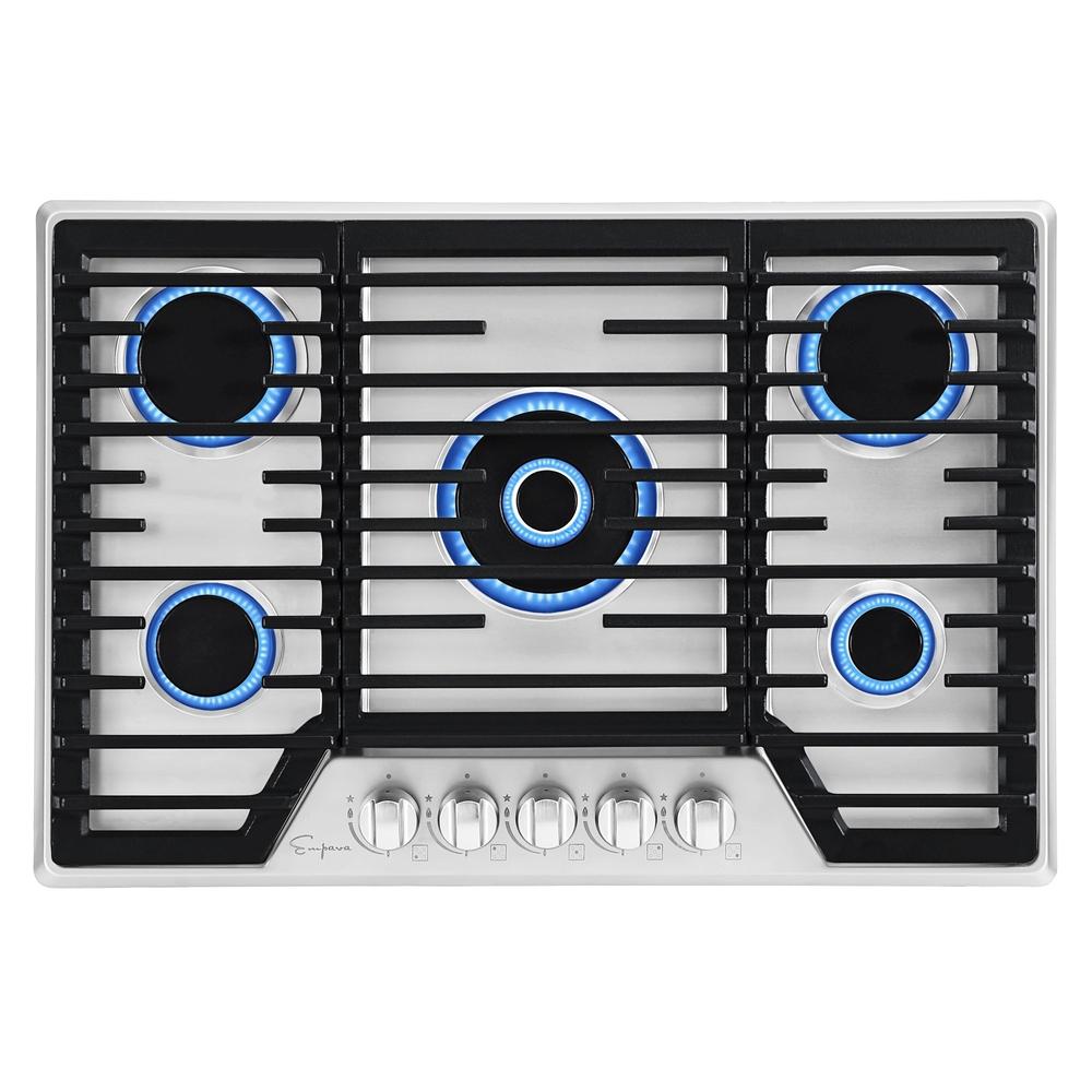 Empava 30 in. 5 Burner Built-in Gas Stove Cooktop in Stainless Steel (30GC37)