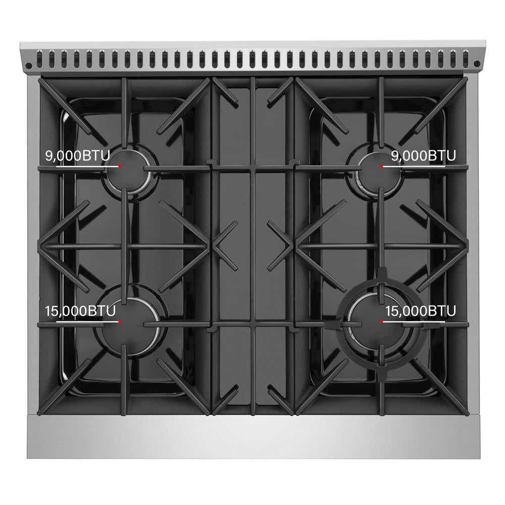 Empava 30 in. Pro-Style Freestanding Gas on Gas Range in Stainless Steel (30GR07) 