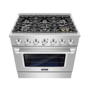 Empava 36 In. Pro-Style Freestanding Gas on Gas Range in Stainless Steel (36GR08) 