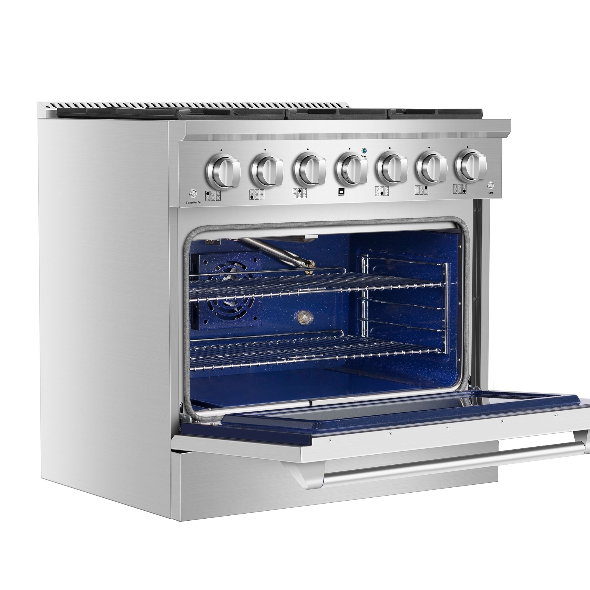 Empava 36 In. Pro-Style Freestanding Gas on Gas Range in Stainless Steel (36GR08) 