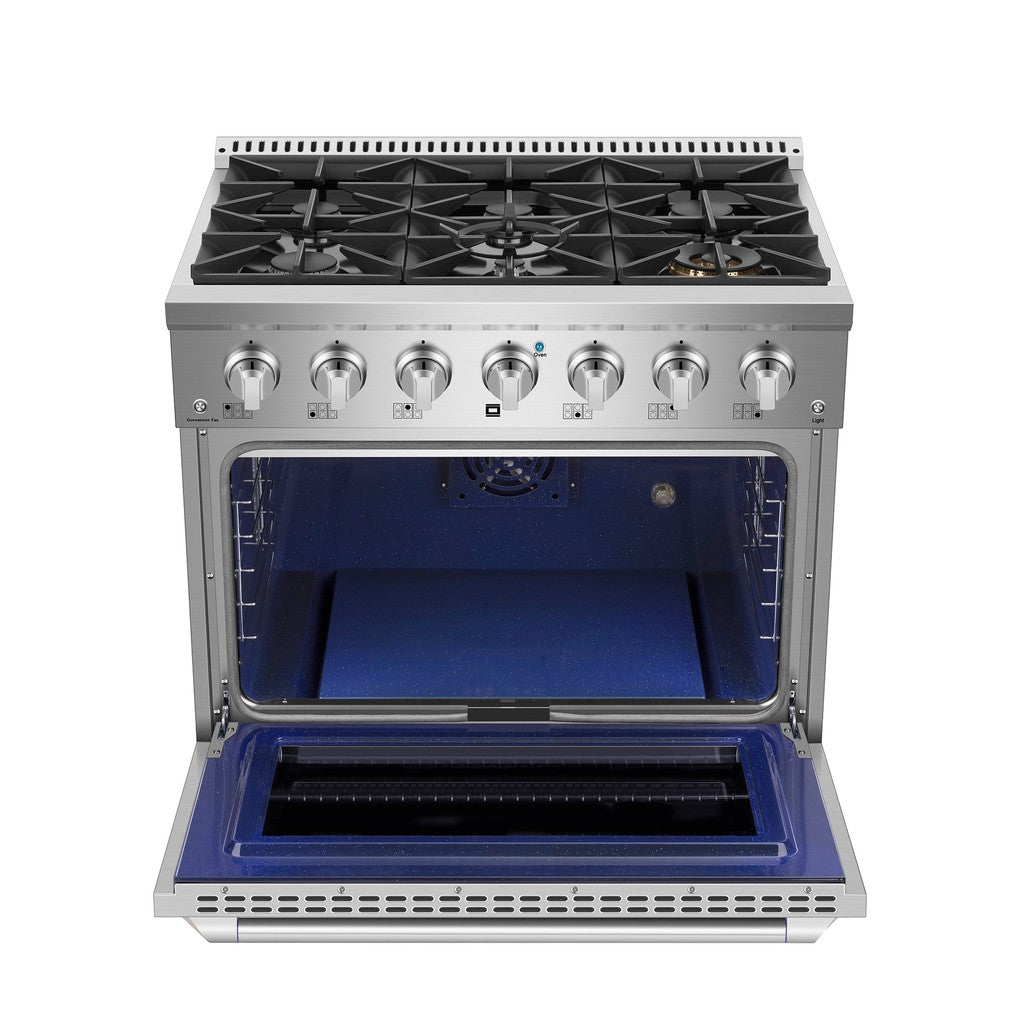 Empava 36 In. Pro-Style Freestanding Gas on Gas Range in Stainless Steel (36GR08)
