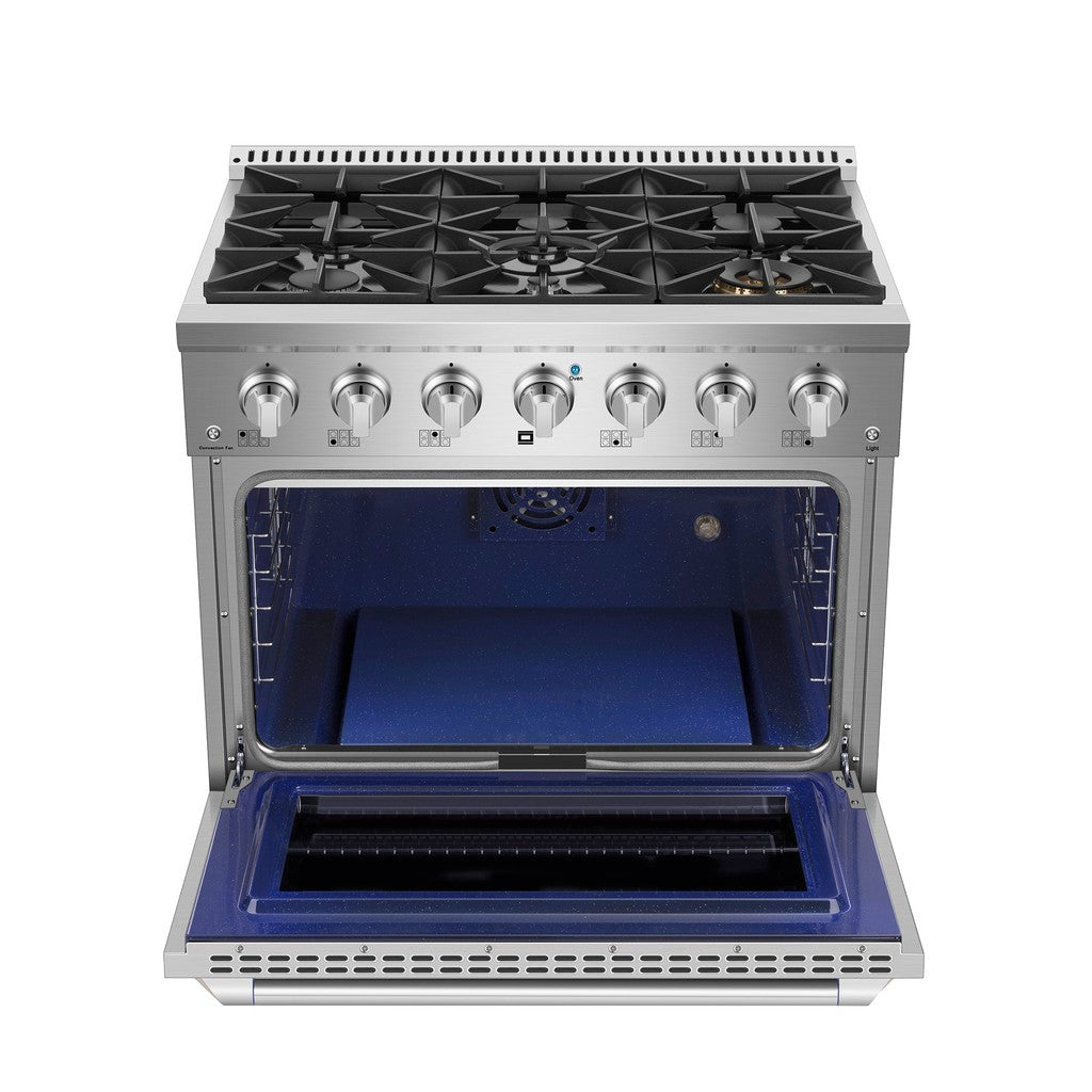 Empava 36 In. Pro-Style Freestanding Gas on Gas Range in Stainless Steel (36GR08) 