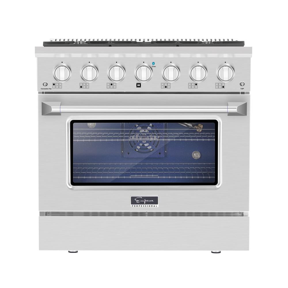 Empava 36 in. Pro-Style Freestanding Gas on Gas Range in Stainless Steel (36GR08) main image.