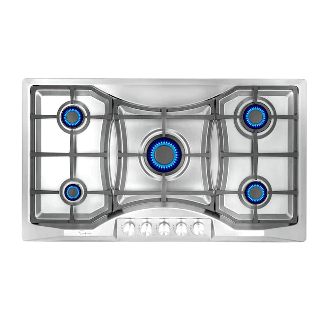 Empava 36 in. 5 Burner Built-in Gas Cooktop in Stainless Steel (36GC24) 