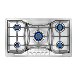 Empava 36 in. 5 Burner Built-in Gas Cooktop in Stainless Steel (36GC24) 