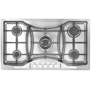 Empava 36 in. 5 Burner Built-in Gas Cooktop in Stainless Steel (36GC24) main image.