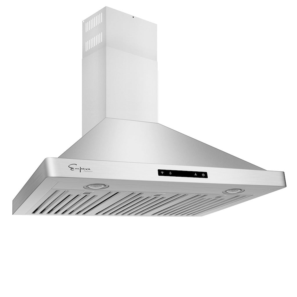 Empava 36 in. Ducted Wall Mount Range Hood in Stainless Steel (36RH04) front, side.