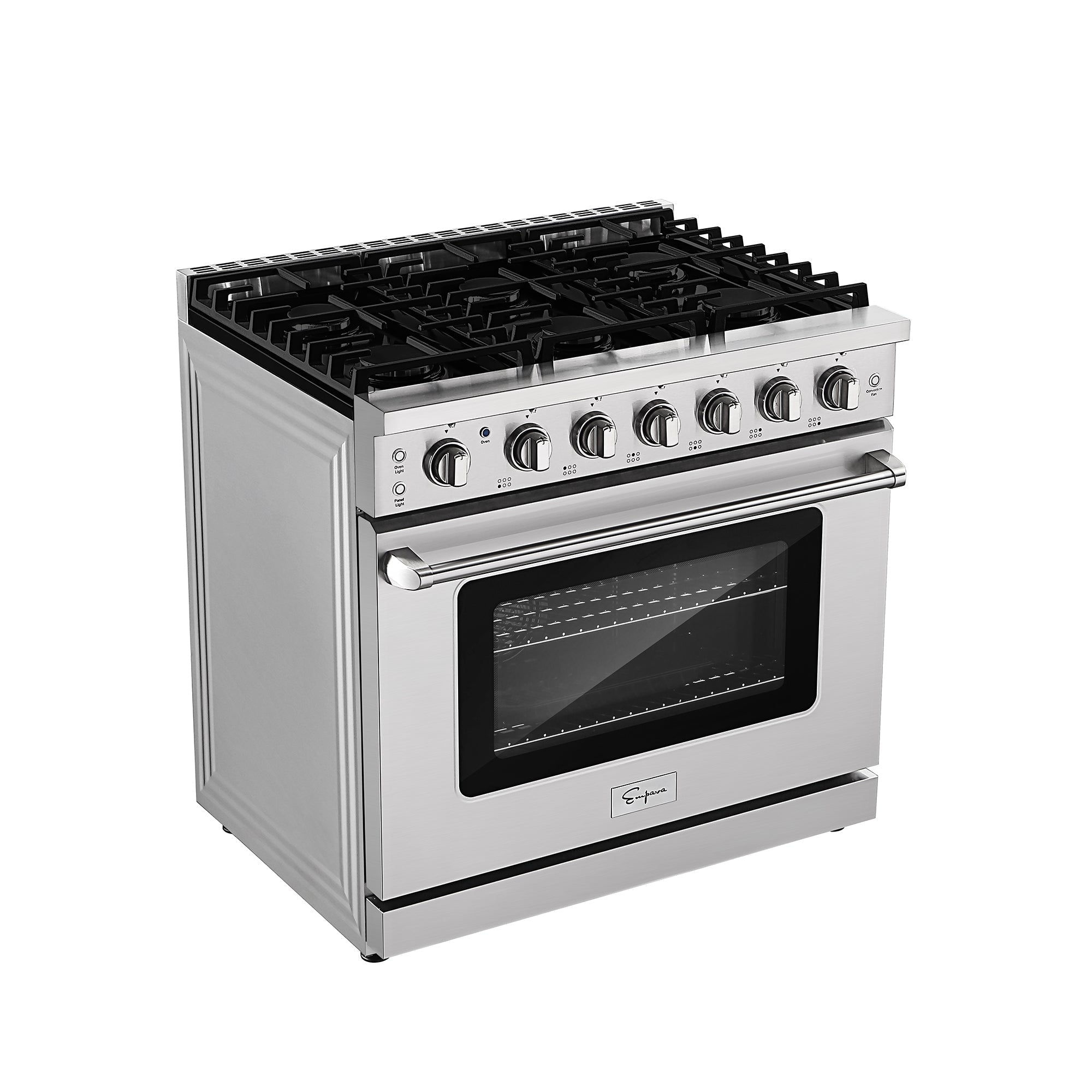 Empava 36 in. Pro-Style Freestanding Gas on Gas Range in Stainless Steel (36GR11) 