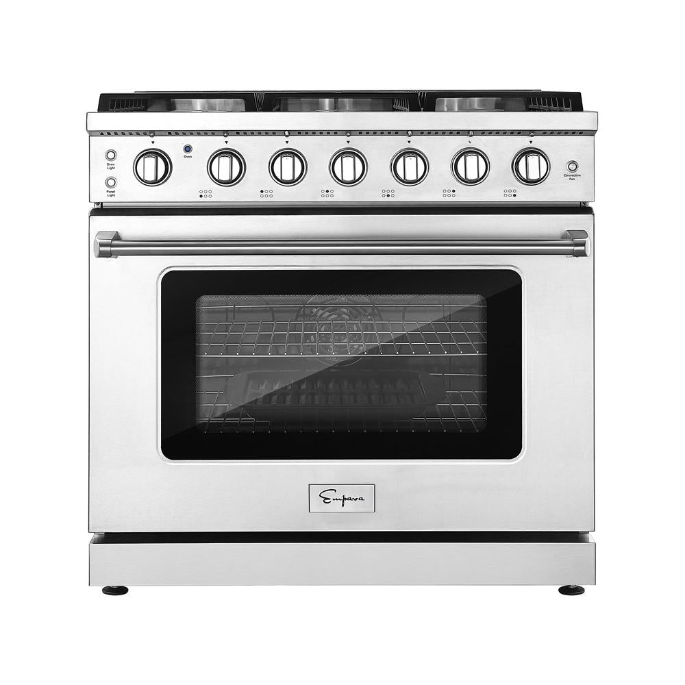 Empava 36 in. Pro-Style Freestanding Gas on Gas Range in Stainless Steel (36GR11) main image.