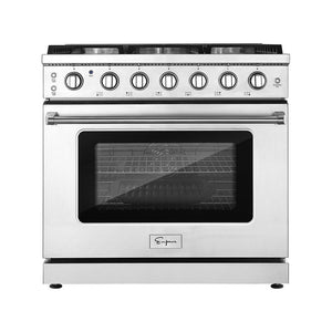 Empava 36 in. Pro-Style Freestanding Gas on Gas Range in Stainless Steel (36GR11) main image.
